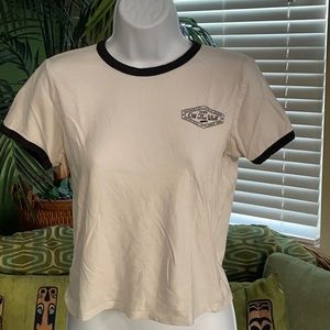 Vans vintage look T W/black collar & sleeve edge